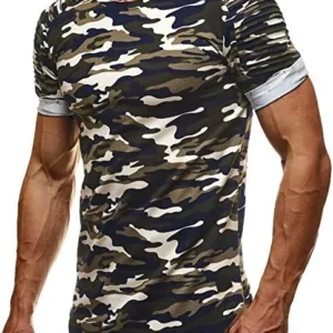 Herren Camouflage Premium T-Shirt mit einzigartigen Rippdetails – Marzano