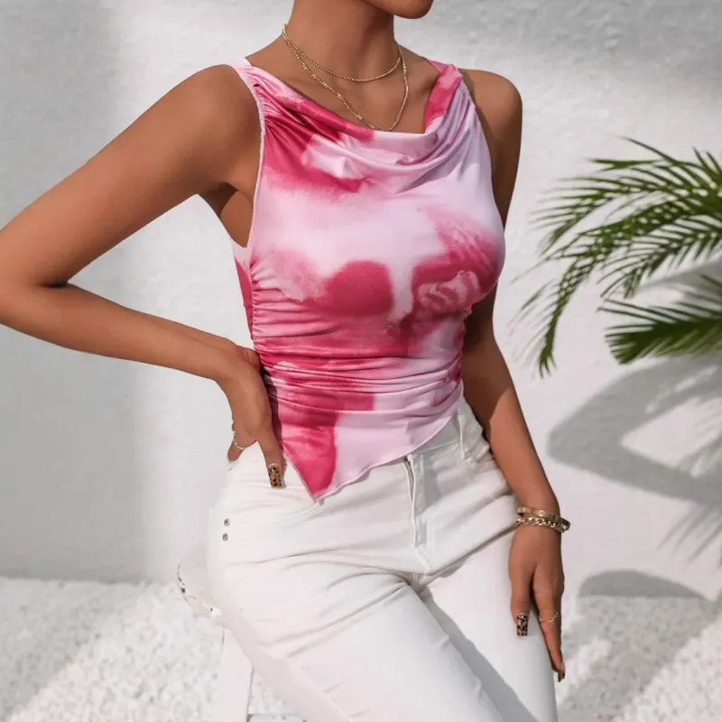 Damen ärmelloses Oberteil mit raffiniertem Drapierungsdesign – Orélia