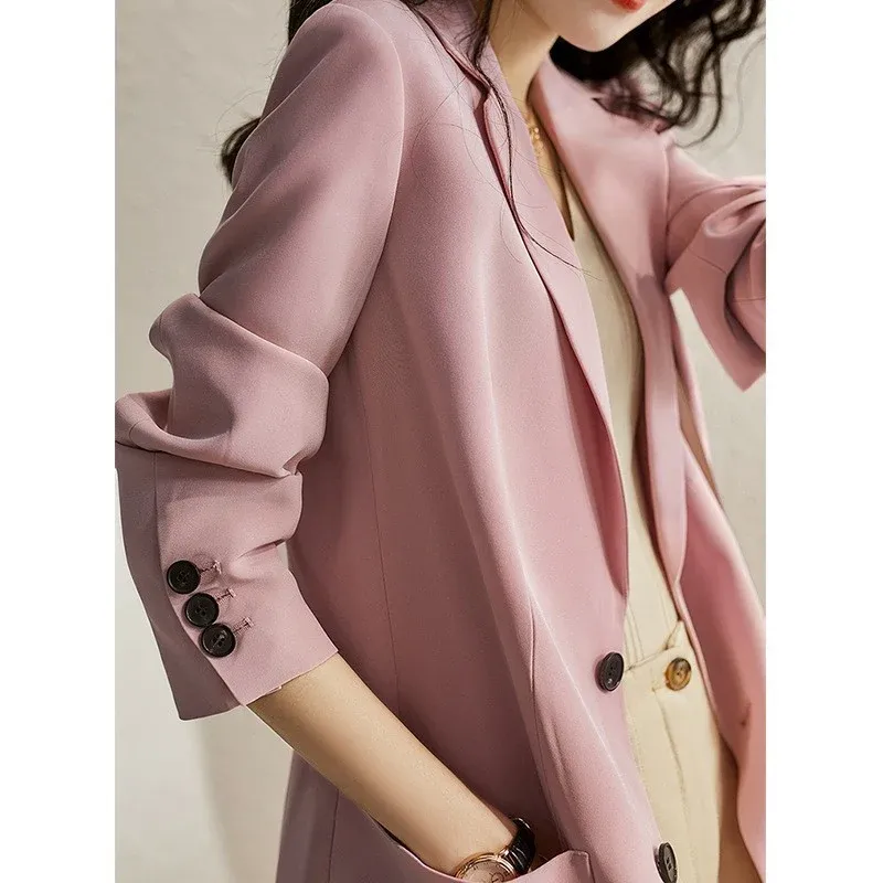 Damen Leichter taillierter Einreiher-Blazer mit krempelbaren dreiviertel-Ärmeln Echo Archiv