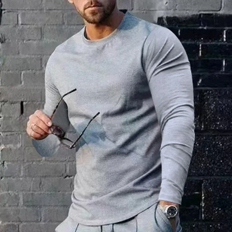 Herren langärmliges T-Shirt mit modischem Schnitt und hochwertigem Baumwollmix – Marzano