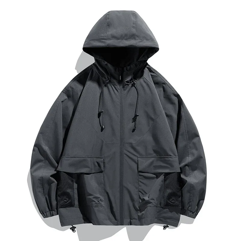 Herren Oversize Kapuzen-Windbreaker mit Multi‑Taschen, Mesh‑Einsätzen und Kordelzug Echo Archiv