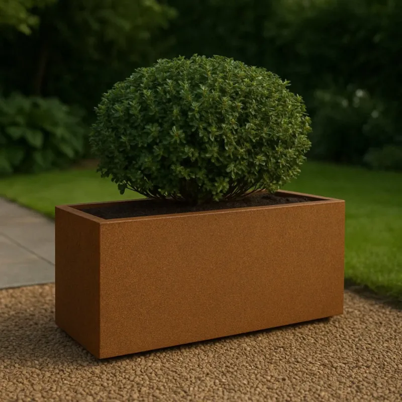 Langwerpige cortenstalen plantenbak met bodem 120x40x40 cm - Doika - Plantenbak - Geroba - - ArtesaB20